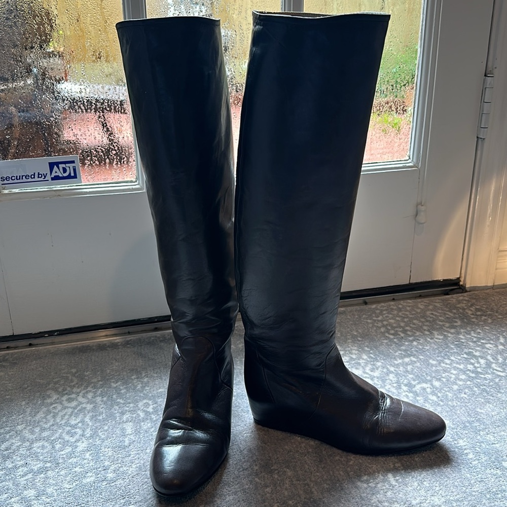 LANVIN BROWN LEATHER WEDGE BOOT SIZE 37.5 - Picture 14 of 14